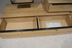 Wohnwand Valero Asteiche Massiv Bianco Geölt Front Klarglas