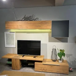 Wohnwand V-Alpin AV155 Korpus Eiche Altholz Front Colorglas Anthrazit