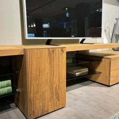 Wohnwand V-Alpin AV155 Korpus Eiche Altholz Front Colorglas Anthrazit