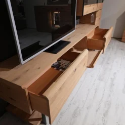 Wohnwand Vcuben Living Set Wildeiche Rustico Schwarz Inklusive LED-Beleuchtung