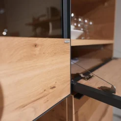 Wohnwand Vcuben Living Set Wildeiche Rustico Schwarz Inklusive LED-Beleuchtung