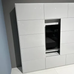 Wohnwand Vita Lack Grauweiß Matt Und Hochglanz Mit Schiebetüren Ohne Deko