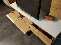 Wohnwand V-Montanara Wildeiche Akzent Colorglas Satiniert Anthrazit