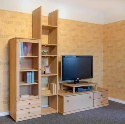 Wohnwand V-Wand Opus 1 Erle Geölt mit TV-Aufsatz