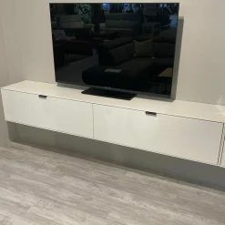 Wohnwand Werne Lack Weiß Gebürstete Rückwand Balkeneiche