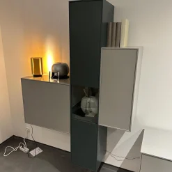 Wohnwand WK 419 Intono Lack 494 Matt Canagrau Und 433 Matt Blaugrün Mit Beleuchtung