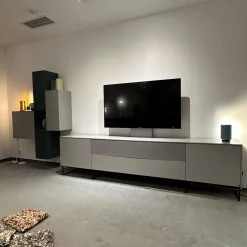 Wohnwand WK 419 Intono Lack 494 Matt Canagrau Und 433 Matt Blaugrün Mit Beleuchtung