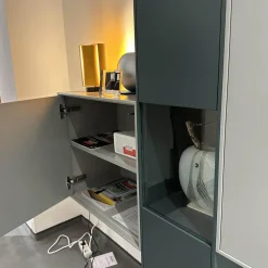 Wohnwand WK 419 Intono Lack 494 Matt Canagrau Und 433 Matt Blaugrün Mit Beleuchtung