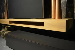 Wohnwand WK 456 MDF Lack Braun Wildeiche Bianco