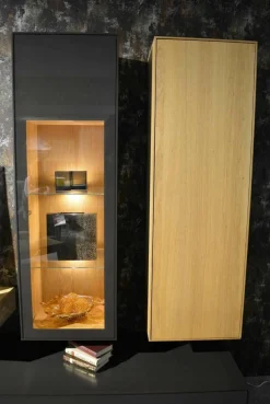 Wohnwand WK 456 MDF Lack Braun Wildeiche Bianco