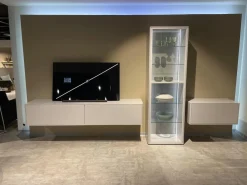 Wohnwand WK 418 Zola Glattlack Steingrau 407 Inklusive Beleuchtung Ohne TV