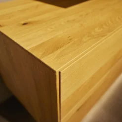 Wohnwand WM 1880 Wildeiche Massiv Soft Gebürstet Mit LED-Beleuchtung