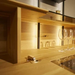 Wohnwand WM 1880 Wildeiche Massiv Soft Gebürstet Mit LED-Beleuchtung