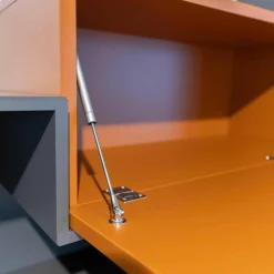 Wohnwandgestaltung San Lampo Matt Lack Anthrazit Braun