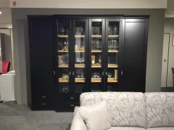 Wohnwandkombination Korsika Vorschlag 52968 Lack Schwarz Einlegeböden Eiche Sand Mit LED Beleuchtung