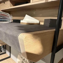 Wohnwandkombination Lina Eiche Massiv Gebürstet Weiß Geölt Glas Matt Salbei Mit Schreibplatz