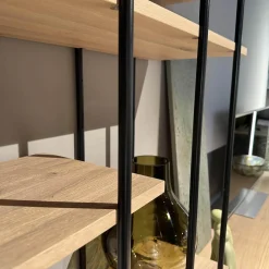 Wohnwandkombination Lina Eiche Massiv Gebürstet Weiß Geölt Glas Matt Salbei Mit Schreibplatz