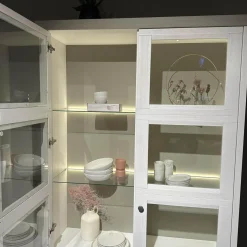 Zeilenschrank WM Casa 220 Pinie Massiv Weiß Soft Gebürstet Mit LED Beleuchtung